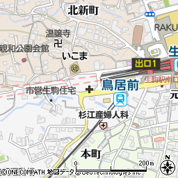 生駒駅前自転車駐車場周辺の地図