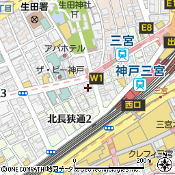 焼肉六甲　生田ロード店周辺の地図