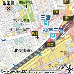 兵庫県神戸市中央区北長狭通1丁目周辺の地図