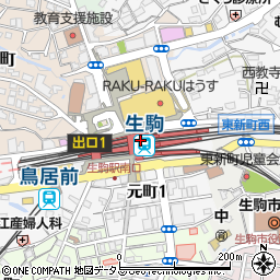 奈良県生駒市周辺の地図