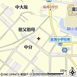 愛知県田原市浦町中分51周辺の地図