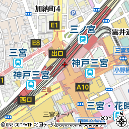 セブンイレブンキヨスクＪＲ三ノ宮駅西口内店周辺の地図