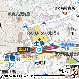 近鉄百貨店生駒店周辺の地図
