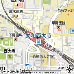 ファミリーマート近鉄西大寺駅改札内橋上店周辺の地図