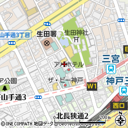 コインパーク生田神社前駐車場周辺の地図