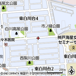 兵庫県神戸市須磨区東白川台周辺の地図