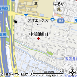 大阪府東大阪市中鴻池町1丁目周辺の地図