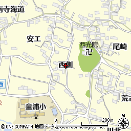 愛知県田原市浦町西側周辺の地図