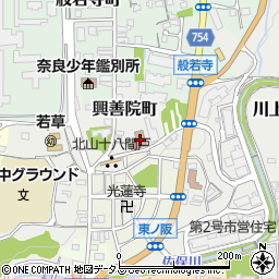 奈良市役所　東之阪児童館周辺の地図