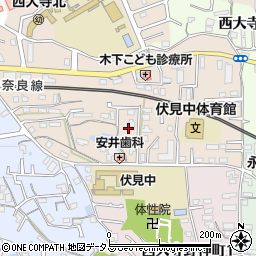 奈良県奈良市西大寺宝ヶ丘周辺の地図