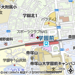 日能研　学園前校周辺の地図