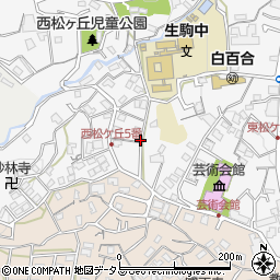 奈良県生駒市西松ケ丘周辺の地図