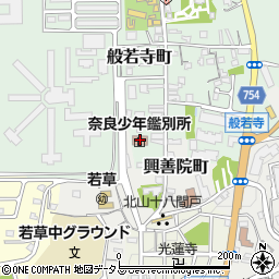 奈良少年鑑別所周辺の地図