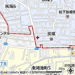 大阪府大東市灰塚5丁目2-6周辺の地図