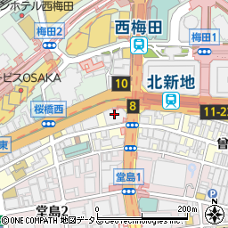 敦煌 西梅田 北新地店周辺の地図