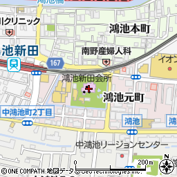 鴻池新田会所周辺の地図