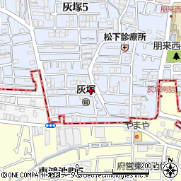 大阪府大東市灰塚5丁目2-21周辺の地図