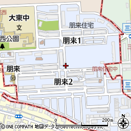 大阪府大東市朋来周辺の地図