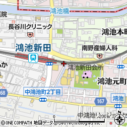 ローソンストア１００鴻池新田駅前店周辺の地図
