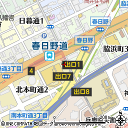 くら寿司春日野道店周辺の地図