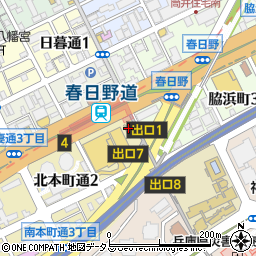 タイムズ阪神春日野道駅前駐車場周辺の地図
