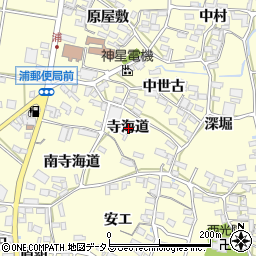 愛知県田原市浦町寺海道周辺の地図