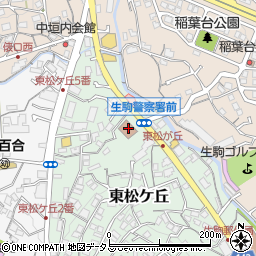 生駒警察署周辺の地図
