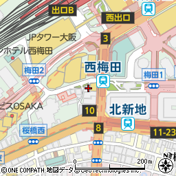 鍵の出張救急車大阪駅・梅田駅前周辺の地図