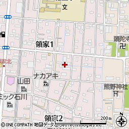 静岡県浜松市中央区領家1丁目周辺の地図