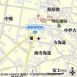 愛知県田原市浦町寺海道38周辺の地図
