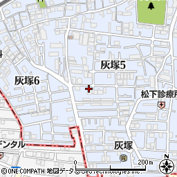 大阪府大東市灰塚5丁目5-5周辺の地図