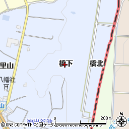 愛知県豊橋市東細谷町橋下周辺の地図