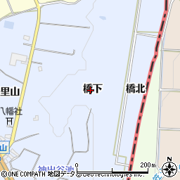 愛知県豊橋市東細谷町（橋下）周辺の地図
