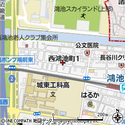 〒578-0976 大阪府東大阪市西鴻池町の地図