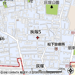 大阪府大東市灰塚5丁目周辺の地図