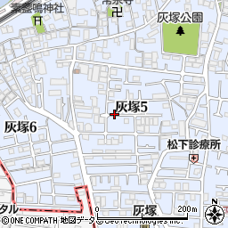 大阪府大東市灰塚5丁目7周辺の地図