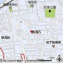 大阪府大東市灰塚5丁目7-55周辺の地図