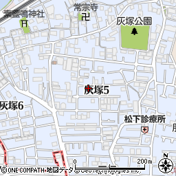 大阪府大東市灰塚5丁目7-56周辺の地図