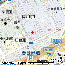 兵庫県神戸市中央区筒井町3丁目周辺の地図