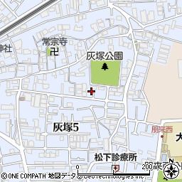 大阪府大東市灰塚5丁目11周辺の地図