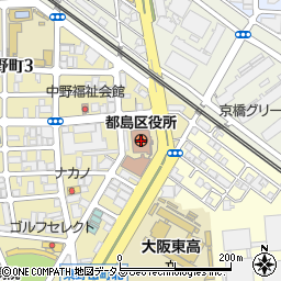 大阪市都島区役所周辺の地図