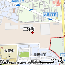 大阪府大東市三洋町周辺の地図