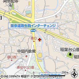 ワークマン生駒俵口店周辺の地図