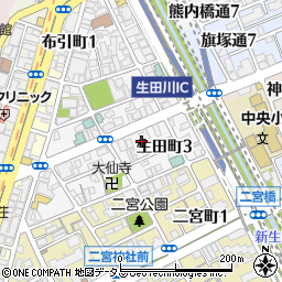 兵庫県神戸市中央区生田町3丁目3周辺の地図