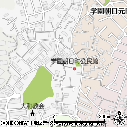 奈良県奈良市学園朝日町周辺の地図