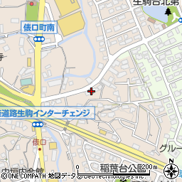 生駒台郵便局周辺の地図