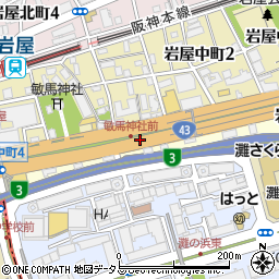 兵庫県神戸市灘区岩屋南町周辺の地図