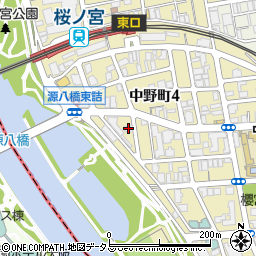 セブンイレブン大阪中野町４丁目店周辺の地図