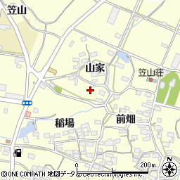 愛知県田原市浦町山家14周辺の地図
