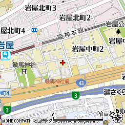 兵庫県神戸市灘区岩屋中町周辺の地図